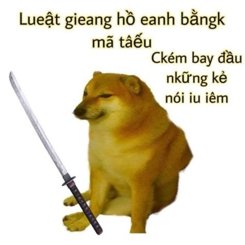 Meme Cheems cầm kiếm