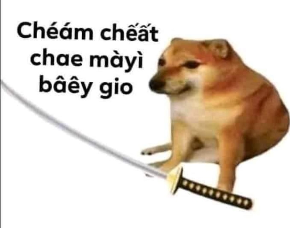 Chó Cheems cầm kiếm meme