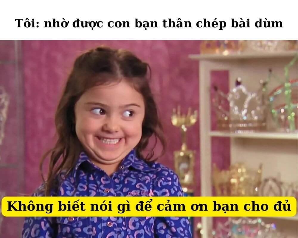 Meme cô gái dễ thương cảm ơn