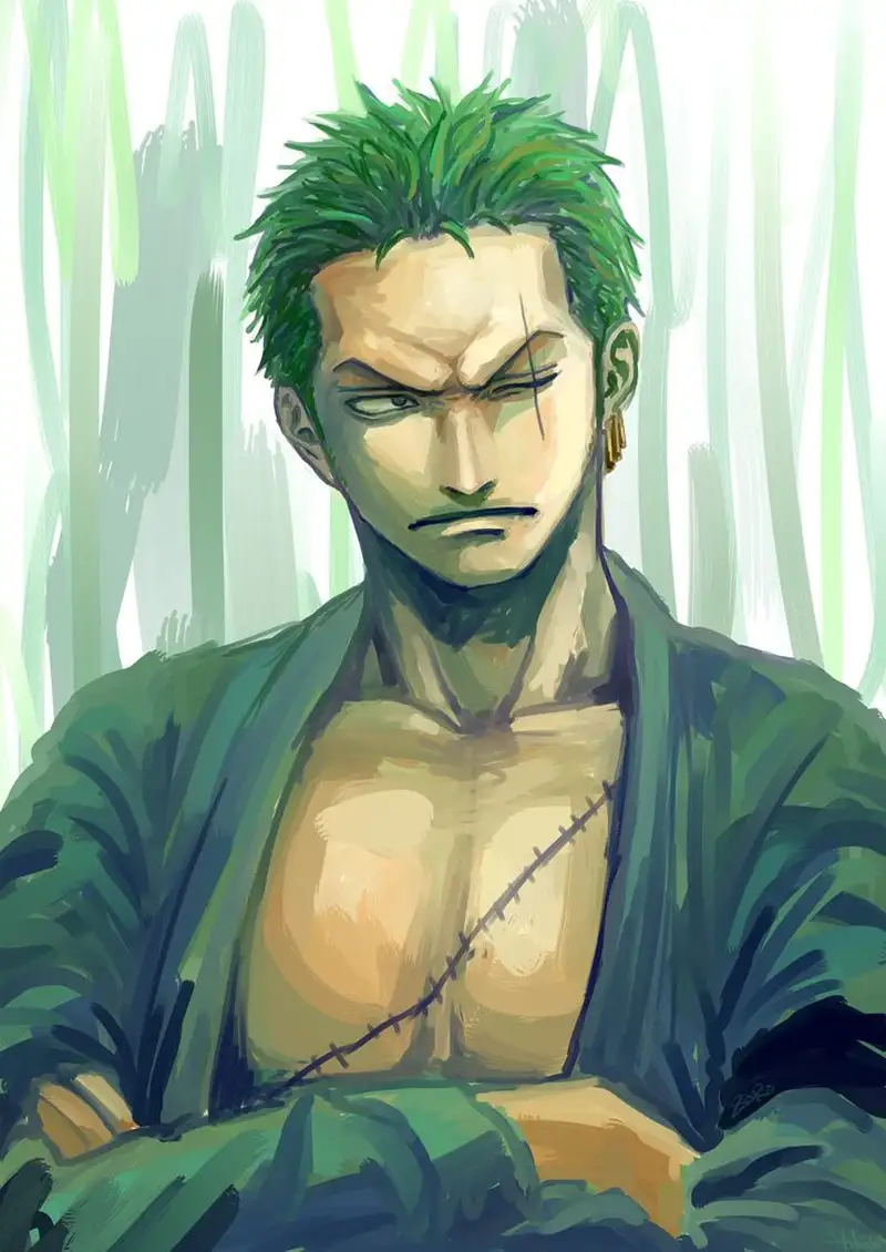 Hình ảnh Roronoa Zoro với phong cách kiếm sĩ nổi tiếng