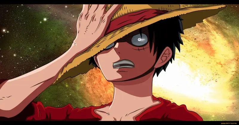 Luffy một mình suy nghĩ về hành trình của mình trong những bức ảnh anime.