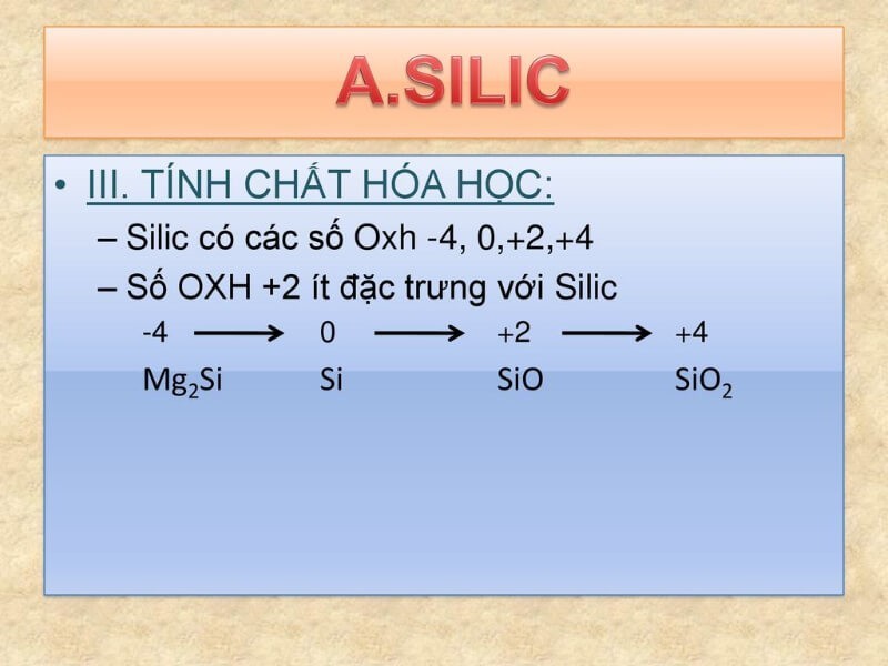 Tính chất hóa học của silic
