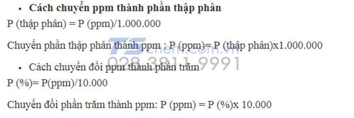 Chuyển đổi ppm sang số thập phân