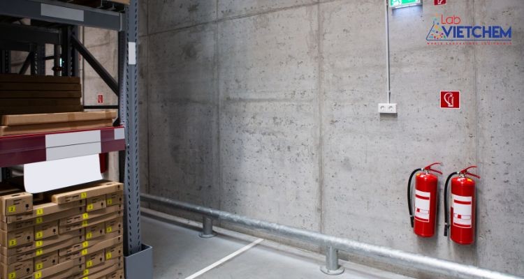 Trang bị bình chữa cháy tại kho hóa chất