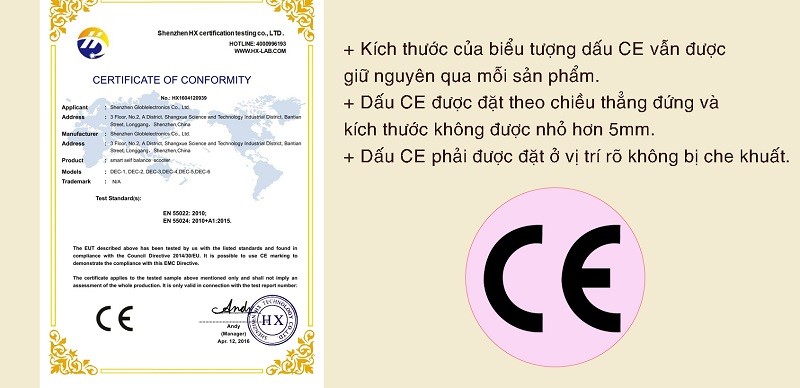 mẫu chứng chỉ CE