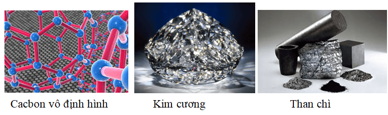 Carbon có ba dạng thù hình chính: kim cương, than chì và carbon vô định hình
