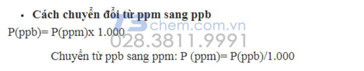 Chuyển đổi từ ppm sang ppb 