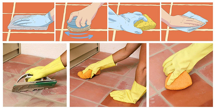 Sử dụng hóa chất tẩy xi măng trên gạch