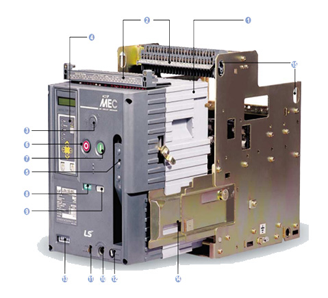 Cấu tạo bên ngoài máy cắt khí ACB