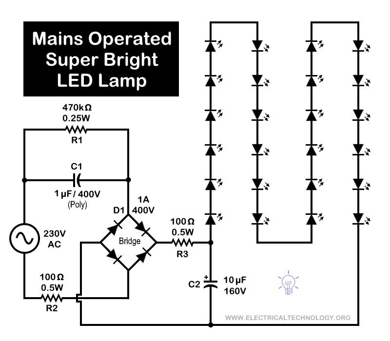 Đèn LED siêu sáng sử dụng nguồn điện
