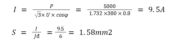 Tiết diện dây điện: Cách tính chọn theo công suất dòng điện vi du tinh tiet dien day dien 3 pha