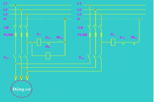 Sơ đồ khởi động từ đơn và khởi động từ kép Số động cơ bắt đầu từ 14