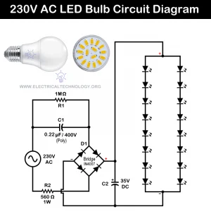 230V AC LED Bulb Circuit Diagram