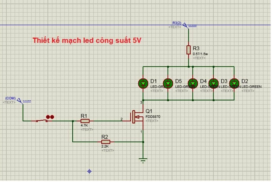 Thiết kế mạch LED nguồn trong Proteus