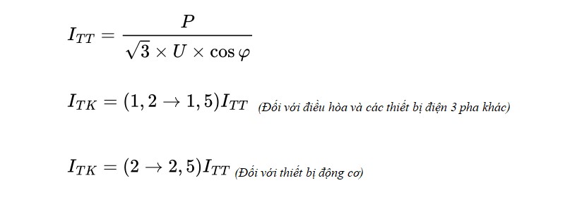 Bảng lựa chọn thích ứng ba pha theo công suất thực tế tiêu chuẩn Cách chọn aptomat-3-phase-1